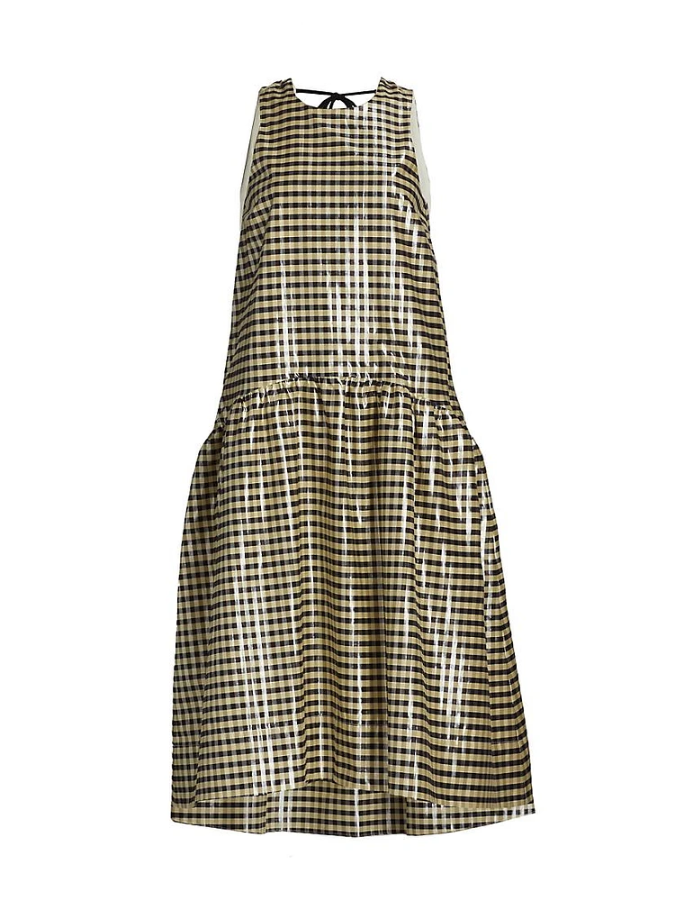 Plaid Cotton A-Line Midi-Dress