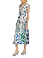 Laida Floral Satin Fit & Flare Midi-Dress