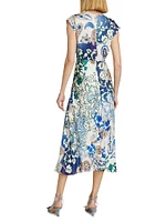 Laida Floral Satin Fit & Flare Midi-Dress