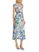 Laida Floral Satin Fit & Flare Midi-Dress