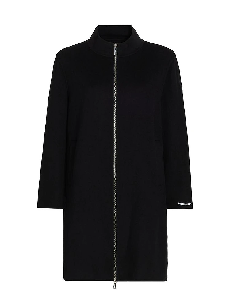 Salvia Wool-Blend Zip-Up Coat