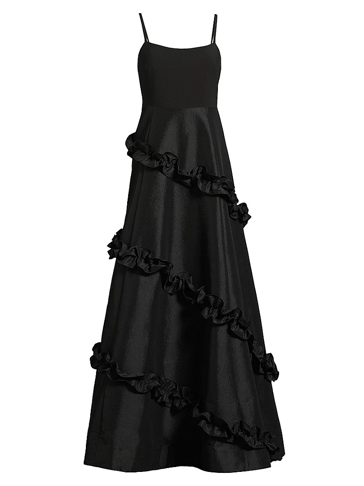 Arissa Ruffle-Trim Ballgown
