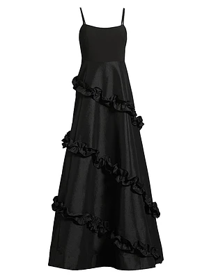 Arissa Ruffle-Trim Ballgown