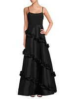 Arissa Ruffle-Trim Ballgown