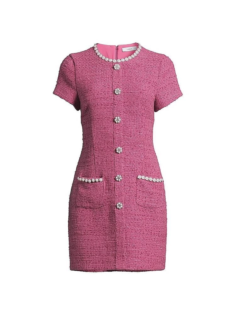 Alani Tweed Embellished Trim Dress