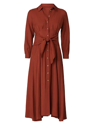 Andy Twill Crepe Tie-Waist Shirtdress