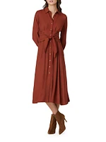 Andy Twill Crepe Tie-Waist Shirtdress