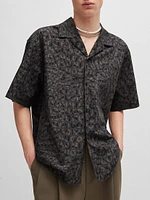 Oversize-Fit Shirt Seasonal-Print Cotton Poplin