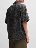 Oversize-Fit Shirt Seasonal-Print Cotton Poplin