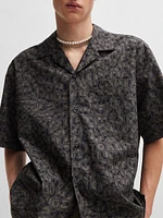 Oversize-Fit Shirt Seasonal-Print Cotton Poplin