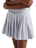 Pleated Pique Miniskirt