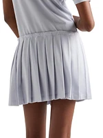 Pleated Pique Miniskirt