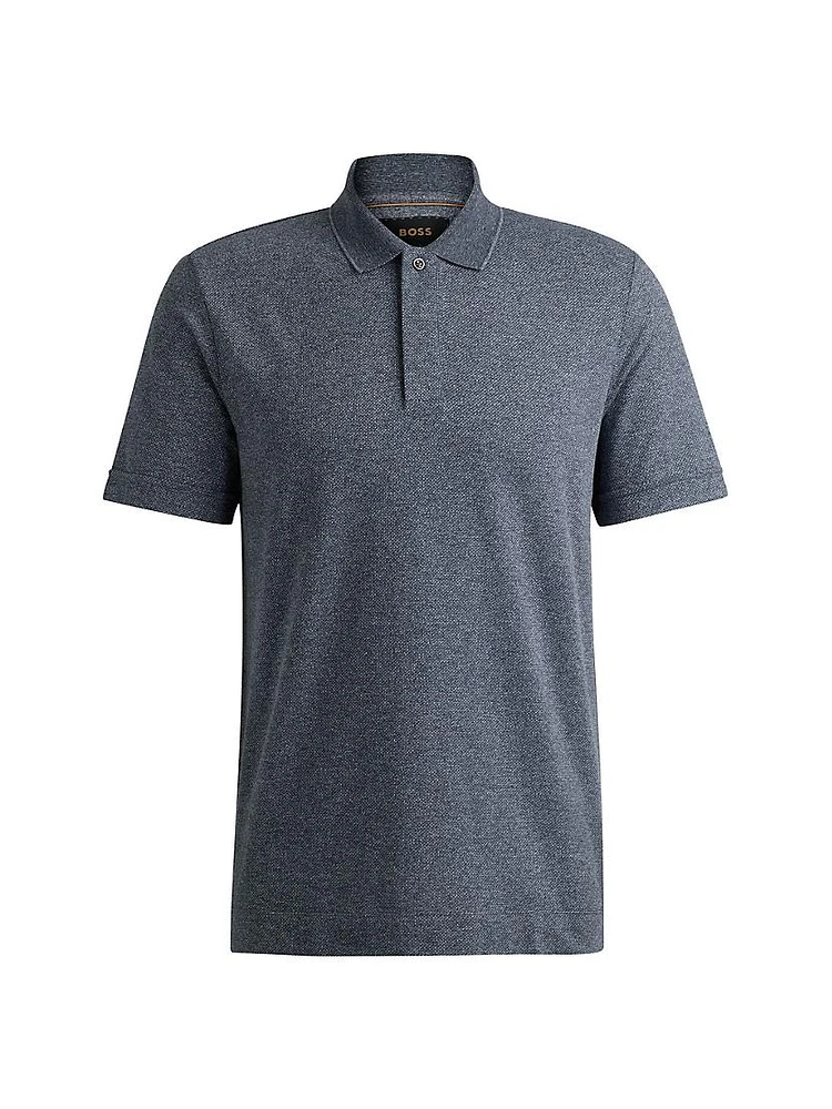 Regular-fit polo shirt mouliné cotton and silk