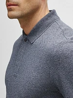 Regular-fit polo shirt mouliné cotton and silk