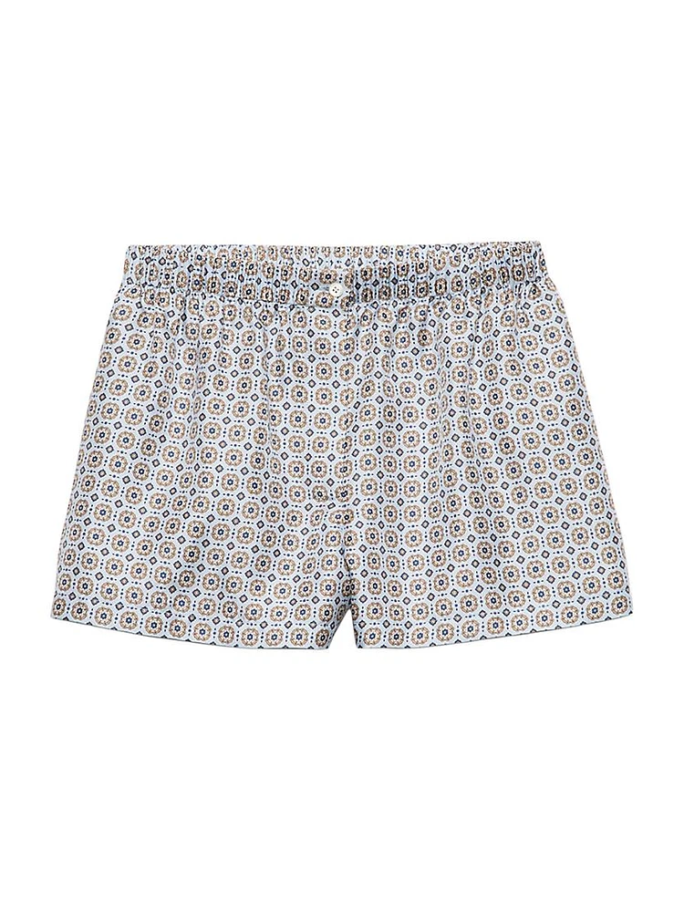 Printed Silk Twill Shorts