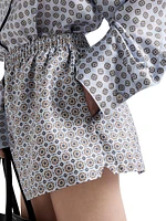 Printed Silk Twill Shorts