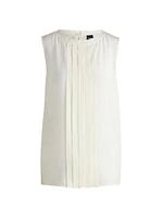 Pleat Front Sleeveless Blouse Washed Silk