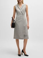 Wrap Front Dress Checked Virgin Wool Crepe