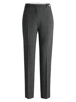 Slim Leg Trousers Checked Stretch Fabric