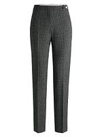 Slim Leg Trousers Checked Stretch Fabric