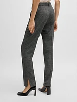 Slim Leg Trousers Checked Stretch Fabric