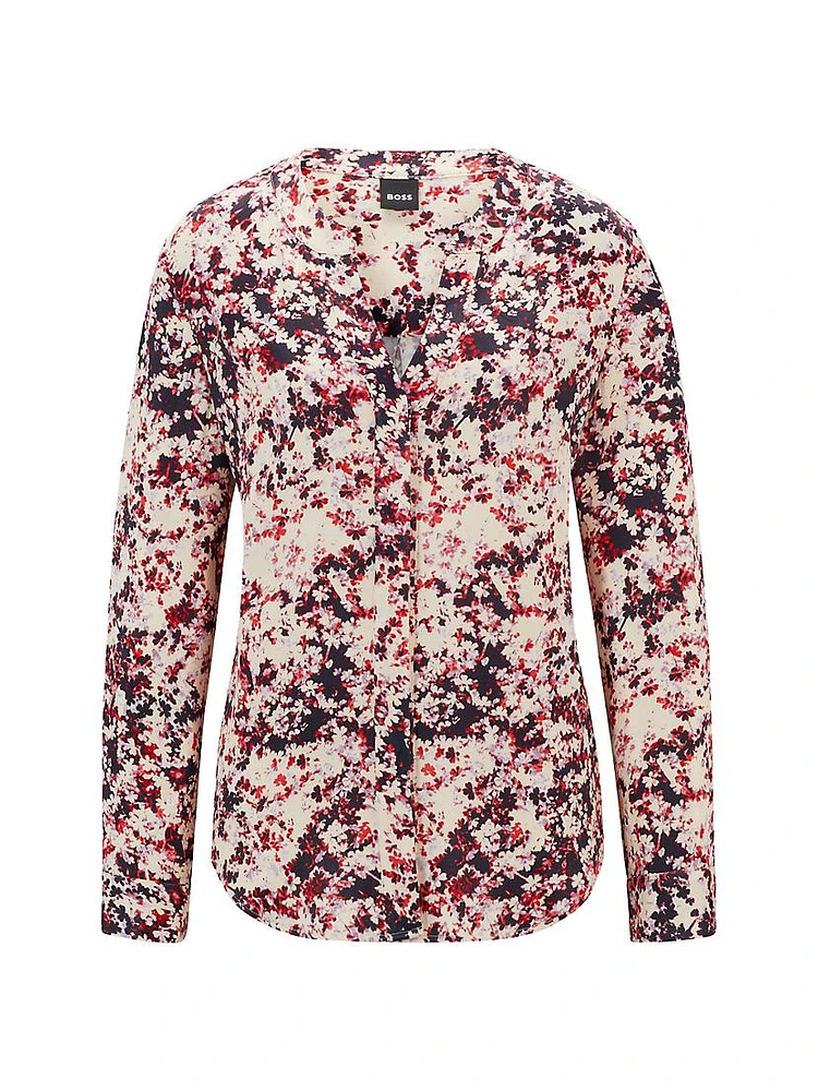 Floral Print Blouse Satin