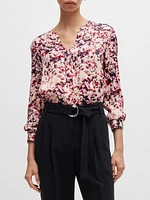 Floral Print Blouse Satin