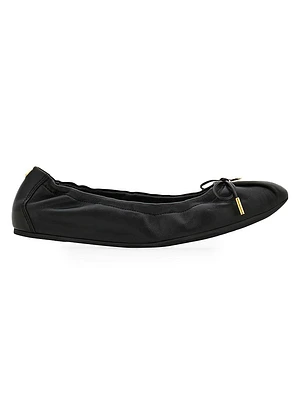 Joelle Gathered Leather Ballet Flats