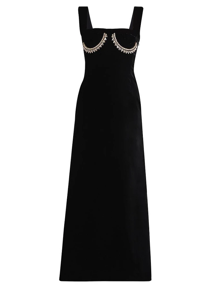 Velvet Embellished Gown