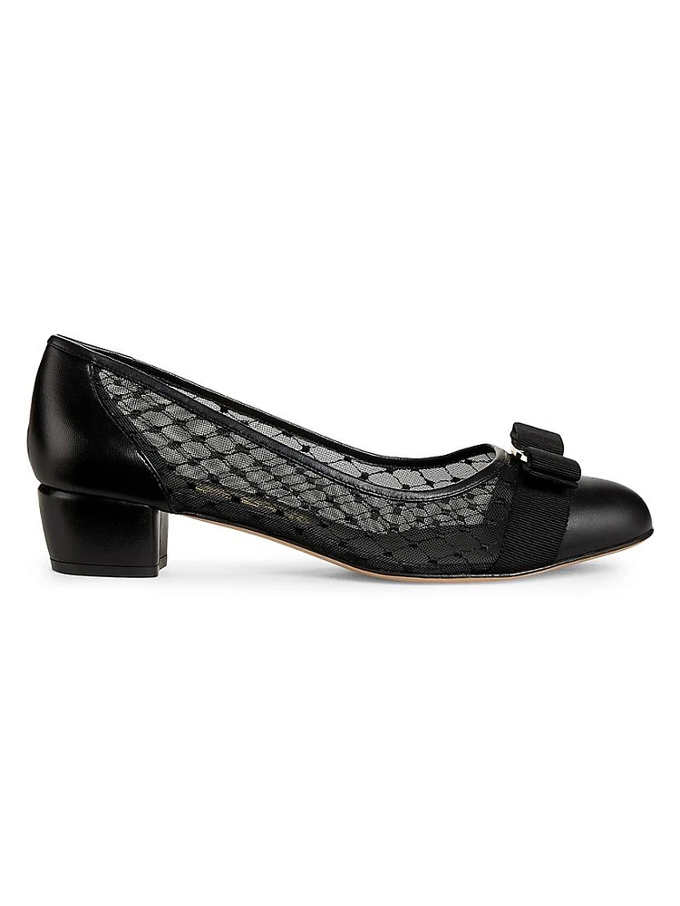 Vara Mesh 25MM Leather Pumps