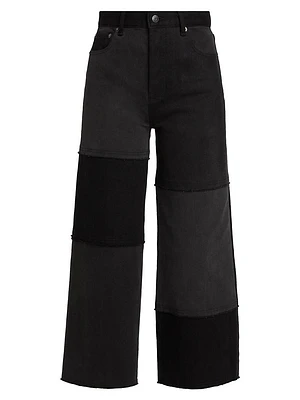 Getty Patchwork High-Rise Crop Jeans