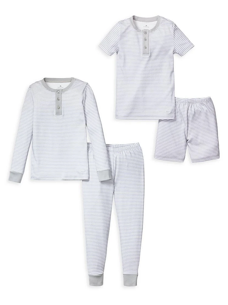 Little Kid's & Striped 4-Piece Pajamas Set