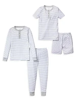 Little Kid's & Striped 4-Piece Pajamas Set