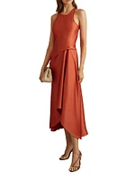 Micah Satin Tuck Midi-Dress