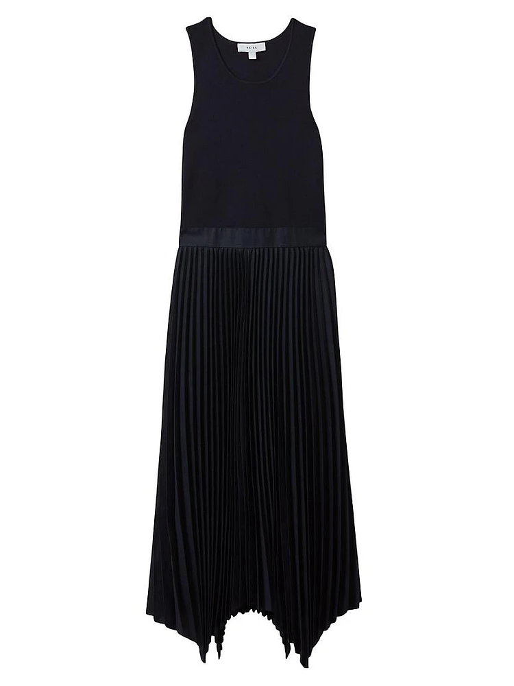 Marnie Drop Waist Pleated Midi-Dress