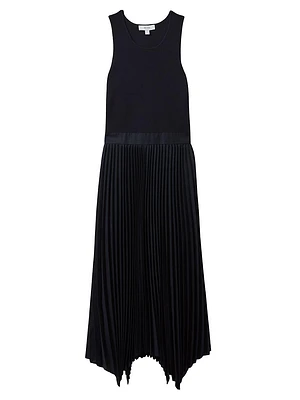 Marnie Drop Waist Pleated Midi-Dress