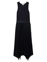 Marnie Drop Waist Pleated Midi-Dress