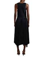 Marnie Drop Waist Pleated Midi-Dress