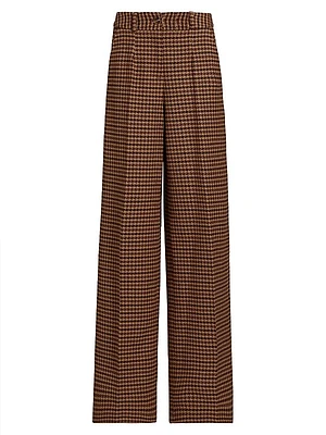 Houndstooth Wool-Blend Trousers