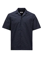 Printed Monogram Poplin Short Sleeve Shirt