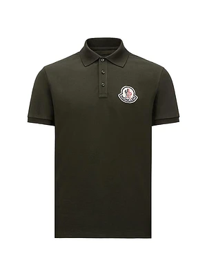 Short Sleeve Logo Patch Cotton Pique Polo Shirt