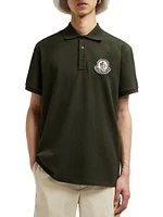 Short Sleeve Logo Patch Cotton Pique Polo Shirt