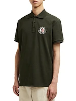 Short Sleeve Logo Patch Cotton Pique Polo Shirt