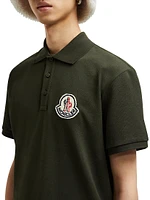 Short Sleeve Logo Patch Cotton Pique Polo Shirt