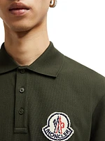 Short Sleeve Logo Patch Cotton Pique Polo Shirt