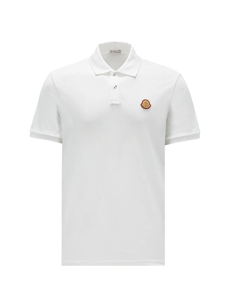 Short Sleeve Logo Patch Cotton Pique Polo Shirt