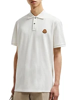 Short Sleeve Logo Patch Cotton Pique Polo Shirt