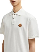 Short Sleeve Logo Patch Cotton Pique Polo Shirt