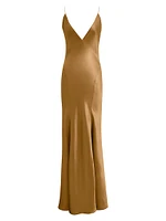 V-Neck Dress Silk Satin