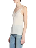 Laced Tank Top in Ribbed Silk Jersey